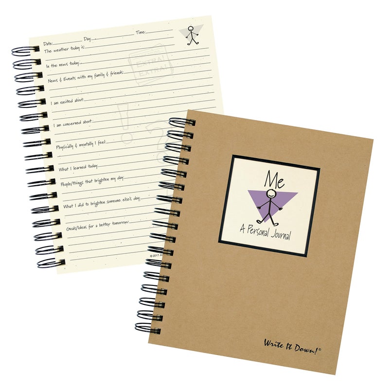 Write it Down series by Journals Unlimited, Guided Journal, Me, A Personal Journal, Full-size 7.5"x 9", Kraft Hard Cover, Made in USA - Image 1